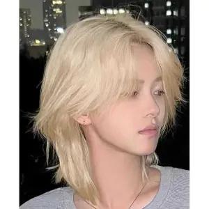 남성 가발 골드 백발 울프컷 긴머리 코스프레 인스타 사진 금발 촬영