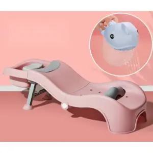 샴푸의자 접이식 샴푸 의자 안락 침대 헤어 가정용 목욕 아이템 방수-핑크
