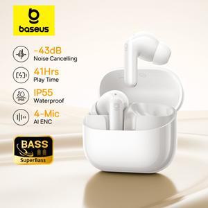 베이스어스 EP10 NC -43dB 노이즈 캔슬링 트루 와이어리스 이어버드 블루투스 6.0 인이어 무선 이어폰 4-마