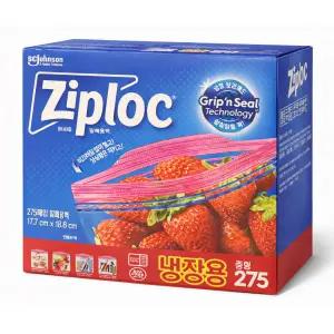 지퍼락 냉장용 지퍼백 중형 275매 17.7x18.8cm 신선보관 다용도 위생 식품 포장 대용량 멀티팩