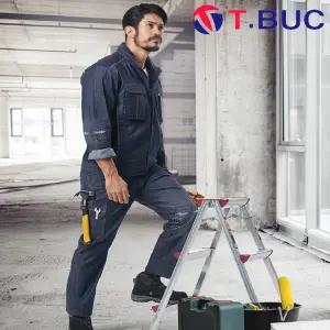 M- 봄 여름 작업복 TJS-1301 상의 하의 개별판매 네이비 S~5XL 긴팔 스판 근무복 유니폼 남자 남성 티뷰크