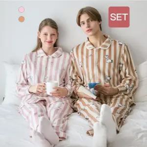 [스타필드 코엑스몰] 공용 밍크 극세사 9부 파자마 세트_스누피 스트라이프 ANJS25W92