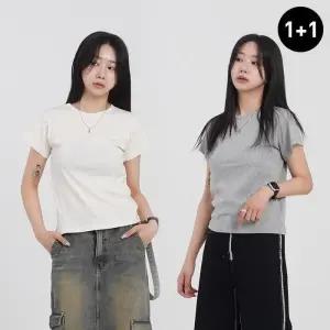 [오사뜨]오사뜨 1+1 여자 반팔티 면 티셔츠 이너 기본 크롭 (38161661)