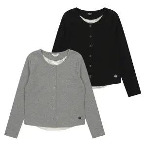 에꼴리에 스트라이프 레이어드 가디건티 26A1458-BK/GY