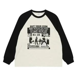 에꼴리에 락 시크 프린트 배색 라글란티 26A3408-OT