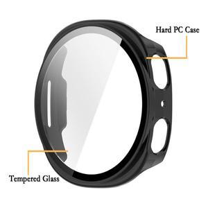 삼성 갤럭시 시계 8 40/44mm PC 하드 커버 화면 보호용 고품질 강화 유리가 포함된 전체 범위 시계 케이스
