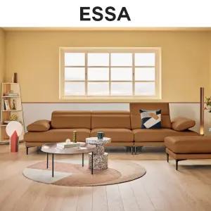 시에르 4인 헤드기능 베티버 천연 면피 통가죽 소파+스툴