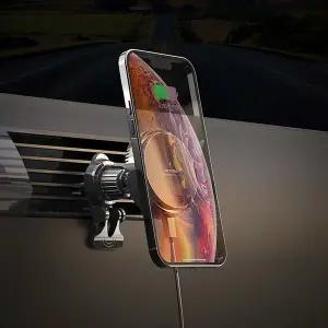 차량용 송풍구 맥세이프 15W 고속 무선충전기 자석 거치대