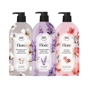 해피바스 플로레 블루밍 코튼 바디워시 900g + 라벤더 가든 바디워시 900g + 머스크 로즈 바디워시 900g 각1개 (총3개)