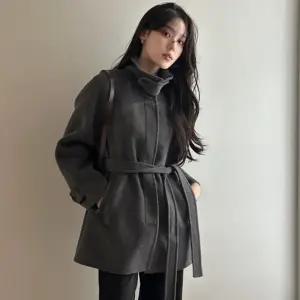 울 혼방 스탠카라 싱글 하프코트