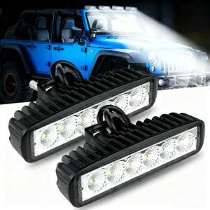 2개 18W 6000K 백색 LED 주간 주행등 DRL 안개등 스포트라이트 오프로드 SUV 트럭 자동차 헤드라이트 교체