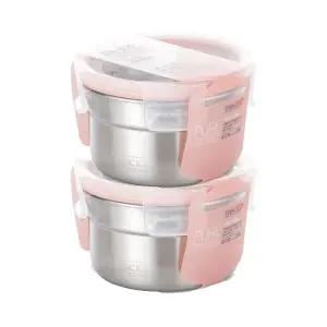 스텐락 국산 스텐밀폐용기 퓨어 원형 4호 420ml 2P세트