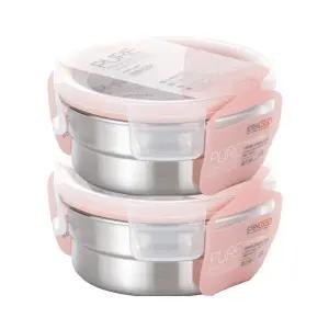 스텐락 국산 스텐밀폐용기 퓨어 원형 3호 300ml 2P세트