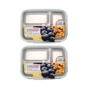 스텐락 국산 스텐밀폐용기 나눔용기 퓨어 멀티직사각 3호 700ml 2P세트