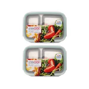 스텐락 국산 스텐밀폐용기 나눔용기 퓨어 멀티직사각 2호 500ml 2P세트