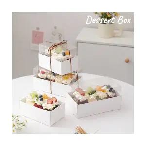 사각 파운드 롤케이크 상자 선물 박스 투명 포장 케이스 화이트