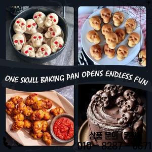 할로윈 베이킹용 해골 실리콘 몰드 피자 케이크 팬 작은 유령 머리 트레이 재사용 가능한 식품 등급 논스틱
