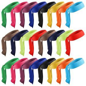 eAj Caeuiciw 24팩 타이 머리띠 남성용 벌크 여성 스포츠 테니스 머리띠 닌자 가라테 머리띠 농구 러닝 운동용 조절 가능한 탄성 반다나 스웨트밴드 헤어 랩 밴드