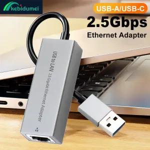 Kebidumei 2500Mbps USB 이더넷 어댑터 2.5G 3.0 C-RJ45 네트워크 카드 노트북 PC 용 Lan Windows 7/8/10