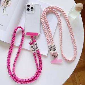 패션 3가닥 땋은 휴대폰 핸드폰 끈 롱 크로스백 숄더 스트랩 목줄 분실 방지 야외용 폰