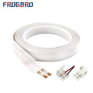 FROGBRO 23 AWG 전기 플랫 케이블 2 커넥터 10M 도체 구리 와이어 오디오 LED 접착 백킹 전원 연장 코드