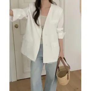 노카라 루즈핏 오버핏 하늘하늘 봄 여름 자켓 데일리 하객 데이트 소개팅