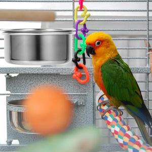 스테인리스 스틸 스텐 앵무새 급식기 마카오 코카티엘 소형 새들 걸이형 디자인 은색 사이즈 사료 물통