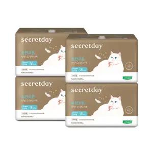 시크릿데이 순한코튼 린넨 통기성업 오가닉커버 슈퍼롱 오버나이트 8개입X4팩