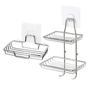 비누수납 스텐 부착식 무타공 비누받침대 비누걸이 2단