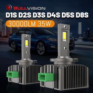 Bullvision 렌즈용 LED 헤드라이트 HID D1S 35W 밸러스트 CSP 칩 30000LM