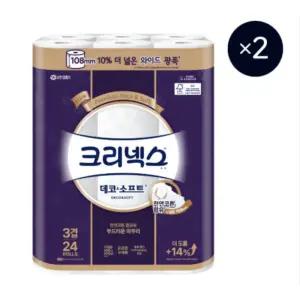 [광폭108mm] 크리넥스 데코&소프트 와이드 국내생산 화장지 33m X 24롤 X 2EA