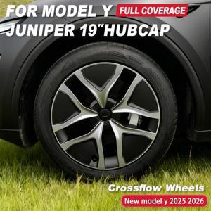 신형 테슬라 모델 Y 주니퍼 2025 19인치 퍼포먼스 크로스플로 휠 커버 교체용 풀 림 액세서리 4개