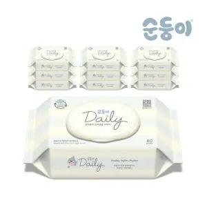 순둥이 생분해물티슈 데일리 캡형 80매 10팩/DaC-01 235332