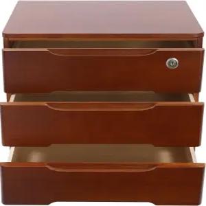 서랍 3개 포함 원목 책상 정리함 사무용품 파일/서류 보관함 잠금 가능 데스크탑 오거나이저 (사무실 서재