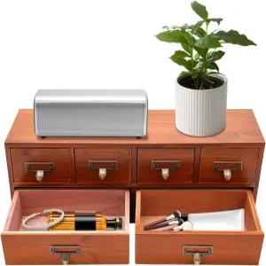 JAYEUW 6 서랍 나무 책상 정리함 빈티지 데스크톱 캐비닛 사무실용 보관함 조립 필요 없음