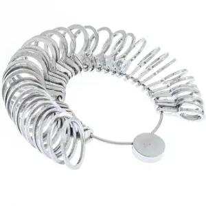 SE 36개입 크롬 도금 황동 반지 사이즈 측정기 세트 - 미국 1-15 유럽 41-76 국제 1-36 JT130RS