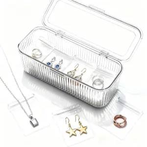 JXYT 투명 아크릴 주얼리 정리함 변색 방지 파우치 20개 포함 귀걸이/반지/목걸이용 여행용 케이스 - 여성