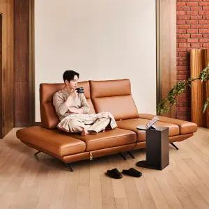 [2일 구매시 3만상품권 100증정] 프리움 3인 스윙 전체 천연가죽 소파+스툴