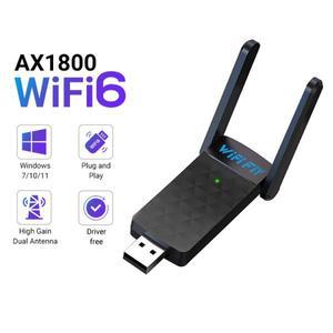 무선 802.11ax 네트워크 카드 고이득 안테나 1800Mbps 와이파이 6 USB 어댑터 5G/2.4GHz 동글 윈도우 10 용