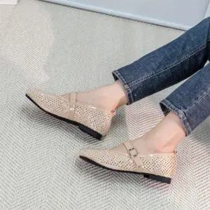 여성 봄여름 통풍성 메쉬 메리제인 플랫 슈즈