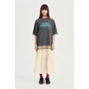 [럭키슈에뜨](센텀시티점) 메쉬배색 루즈핏 반팔 티셔츠(LFTAM25450)