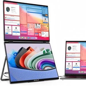 ZEUSLAP 15.6 쌓인 접이식 듀얼 모니터 FLED  sRGB 노트북 화면 확장기 Windows Mac OS용 휴대용