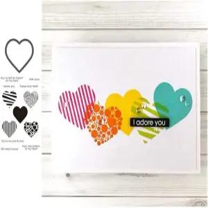 하트 모양 실리콘 투명 스탬프 및 다이 세트 (카드 제작 DIY 엠보싱 사진 앨범 장식 공예용)