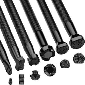 가죽 스탬핑 도구 6개 세트 다양한 모양의 안장 제작 스탬프 펀치 및 파우치 포함 수공예 DIY 작업용 조각