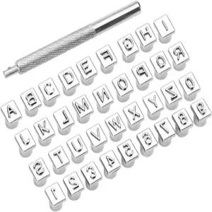 메이르보이 6mm 가죽 글자 번호 스탬프 세트 엠보싱 키트 알파벳 조각 펀치 도구 DIY 핸드메이드 아트