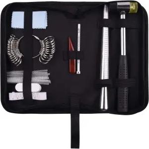 KUUQA 링 사이즈 측정 도구 세트 게이지 맨드럴 보석 망치 조절기 광택 천 스틱 마노 및 팔찌 포함