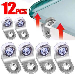 석션 컵이 있는 유리 선반 브래킷 거치대 스틸 스터드 페그 옷장 파티션 지지대 집 개선 12 개
