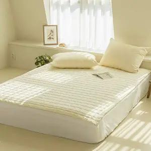 [에이치플러스몰]고밀도 항균 누빔 매트리스 커버 침대 패드 4면 밴딩 고정형