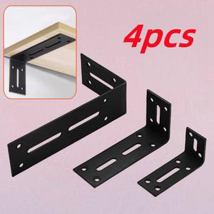 4pcs 코너 코드 금속 직각 검정색 브래킷 조절 가능 90도 패스너 책상 캐비닛 보드에 사용