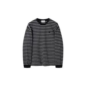 [커스텀멜로우](강남점) 블랙 스트라이프 롱 슬리브 티셔츠 C9TAM25212BKX